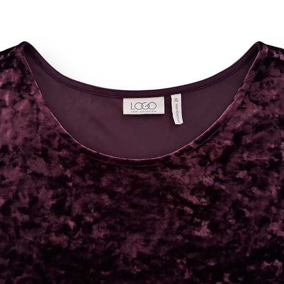 Logo by Lori Goldstein Women's Size XL Purple Panne Velvet Lace Hem Tank Top - Picture 9 of 11